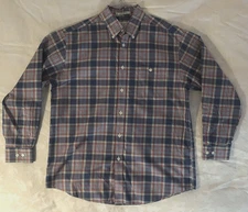 Orvis Shirt Plaid Long Sleeve Button Down Blue 100% Cotton Pocket Men's Large