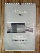 Large 1966 Calendar Harland & Wolff Titanic Shipbuilders Belfast, No pen writing
