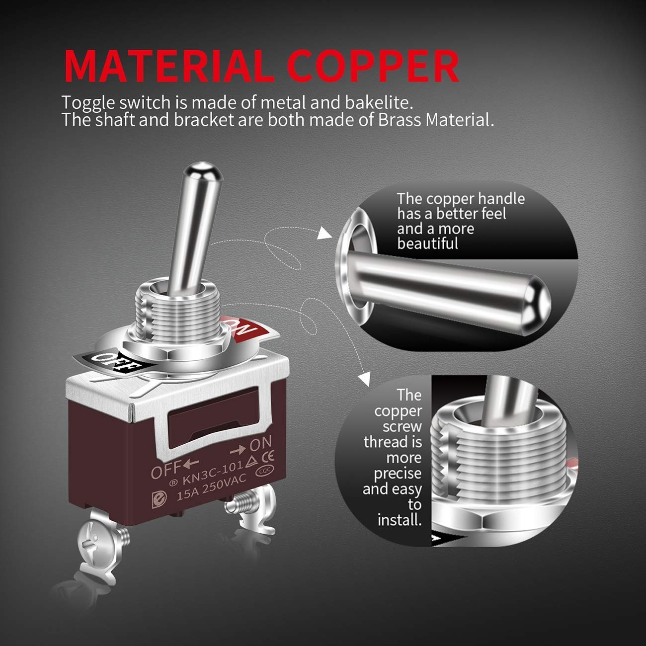 DaierTek Waterproof Toggle Switch 12V DC 30A Heavy Duty 2 Pin ON Off SPST with