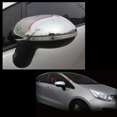 Chrome LED Side Mirror Cover Trim Garnish 2p For 2012 2013 Kia Rio - Picture 2 of 7