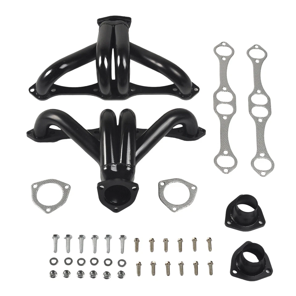 Cabezales de escape colectores pequeños negros SBC V8 283 305 327 350 NUEVOS para Chevy Hugger Foto 2 de 4