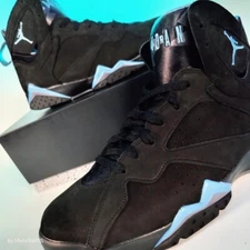 Air Jordan 7 US 13 Men's Black/Grey/UNC Blue Nike Retro Chambray  CU9307 004 NIB