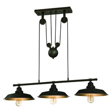 Inselleuchte Deckenlampe Pendelleuchte Seilzug Iron Hill Bronze 3 Lampen E27