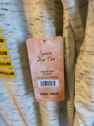NWT Spring & Mercer Long Sleeve Tee Knit Top XL Space Dye Raw Edge - White - Picture 4 of 8