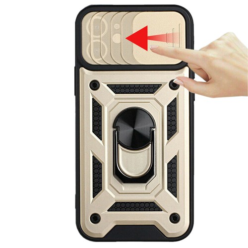 Rubber Shockproof Case Slide Camera Lens Cover Metal Ring Kickstand For iPhone - Picture 32 of 44