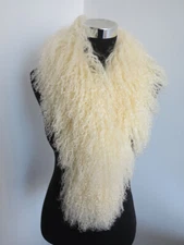  100% Genuine Mongolian lamb fur scarf /fur collar/ fur wrap /beige women's cape