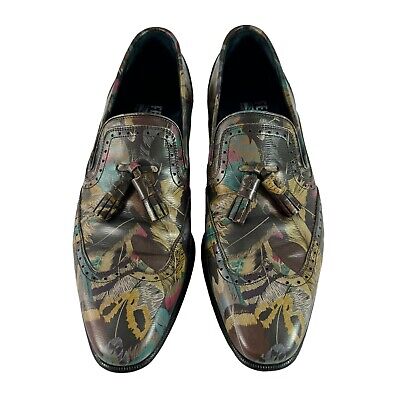 SALVATORE FERRAGAMO Leather Multi Feathers Pattern Tassels