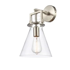 Innovations Lighting Newton Cone 1-Lt 8" Sconce, SN/CG - 411-1W-SN-G411-8CL