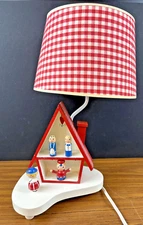 Vtg 1970's Nursery Originals Wooden Music Lamp Childs Nursery Red White Blue