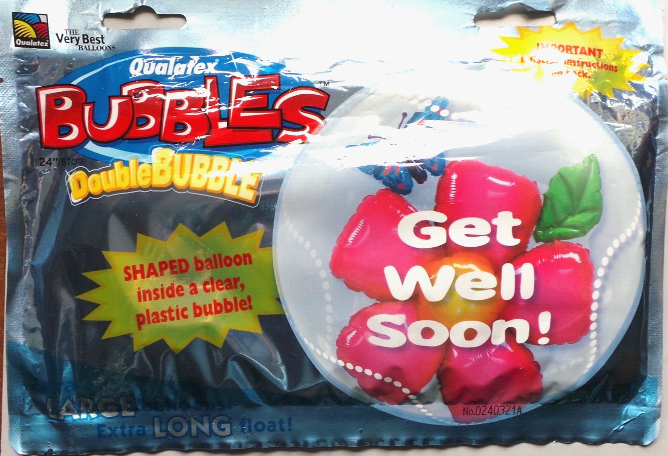 Qualatex Double Bubble 24"" (61cm) Balloon in a Balloon Get Well Soon Flower