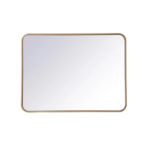 Elegant Decor Evermore 24x32" Soft Corner Metal Rectangular Mirror in Brass - Picture 3 of 8