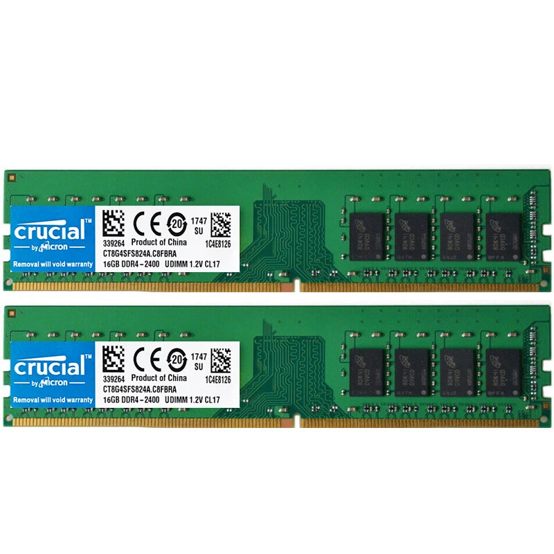 Crucial DDR4 32GB 2X16GB 2400 Mhz  PC4-19200 288pins Desktop Memory Dimm Ram - Image 3 of 4