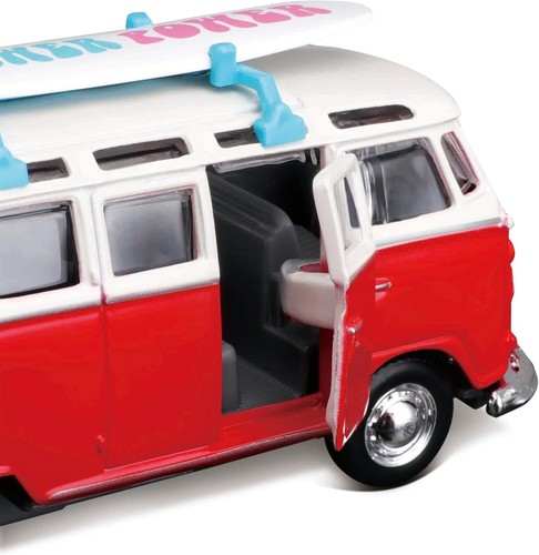 2021 VOLKSWAGEN VAN SAMBA W/SURFBOARD 1/40 DIECAST CAR MAISTO 21237 - Picture 2 of 5