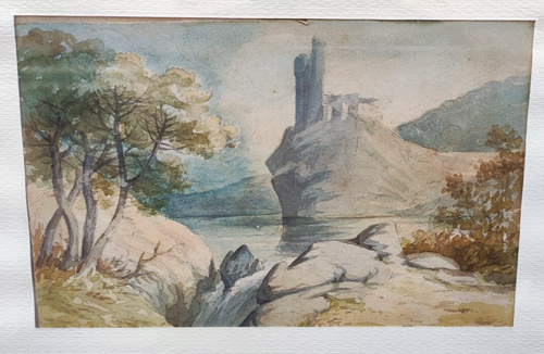 DIPINTO ACQUERELLO PAESAGGIO CON FIUME FIRMATO '900 QUADRO CORNICE IN LEGNO - Imagen 2 de 6