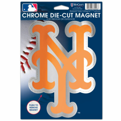 NEW YORK METS CHROME DIE-CUT LOGO MAGNET 6''X9'' HEAVY DUTY INDOOR OUTDOOR