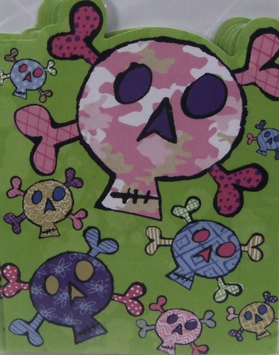 10 tarjetas de notas en blanco de calavera y tibias cruzadas femeninas con sobres saludos americanos - Imagen 2 de 2