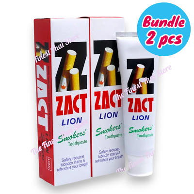 Zact Lion Smokers Toothpaste Safely Reduces Tobacco Stains & Refreshing 160g x 2