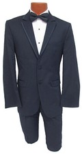 Men's Navy Blue Jean Yves Tuxedo with Pants Groom Wedding Prom Formal 43L 37W