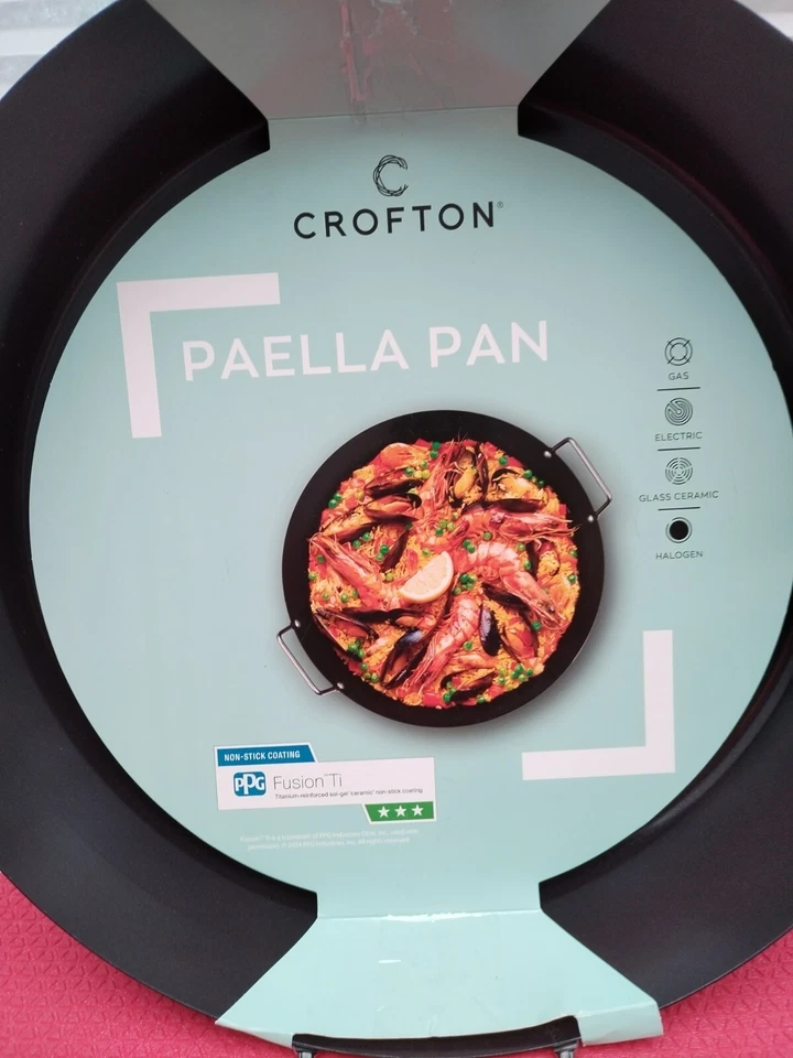 CROFTON PAELLA PAN HEAVY DUTY METAL STEEL LARGE FOOD 38cm-DEEP 7cm-5.7L MULTIUSE - Image 2 of 4