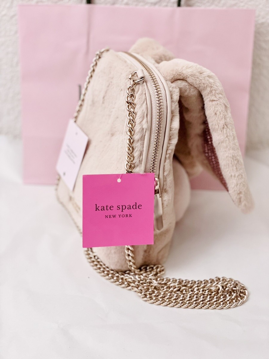 未開封テリ・ワイフェンバックBetween Maple and Chestnut KATE SPADE BUNBUN FAUX FUR 3D BUNNY RABBIT CROSSBODY BAG
