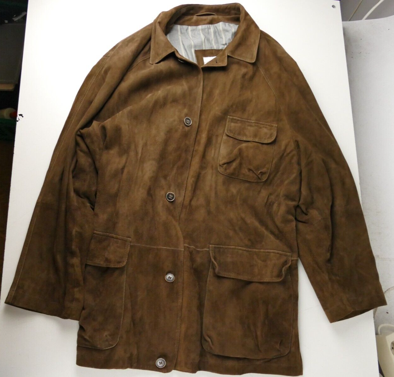 FILA Giacca di pelle lunga airone Peacoat pelle nabuk marrone tg.52 usata poco RT 1771