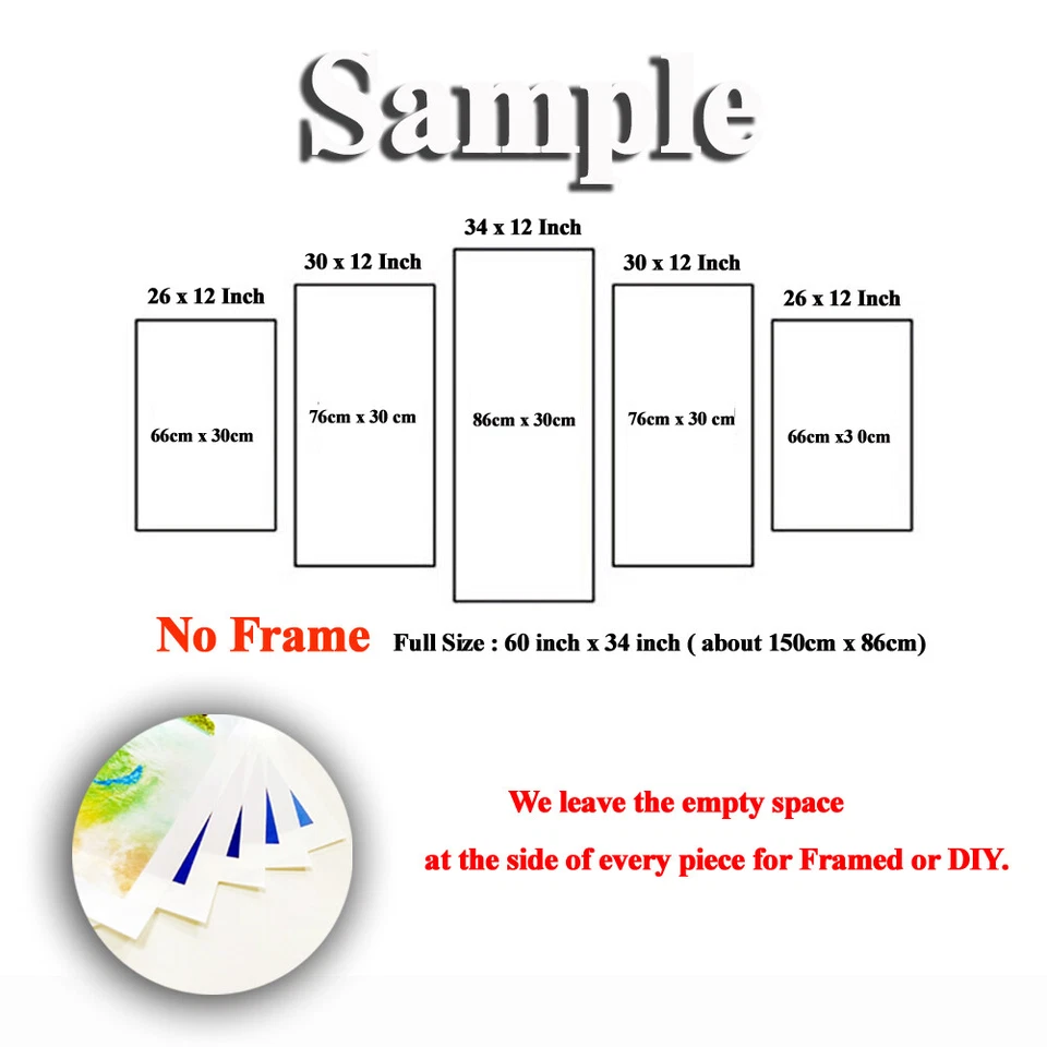 World Map Set Of 5 Pcs Puzzle Thin Canvas Poster Art Home Bar Wall Decor 01 - Image 4 of 4