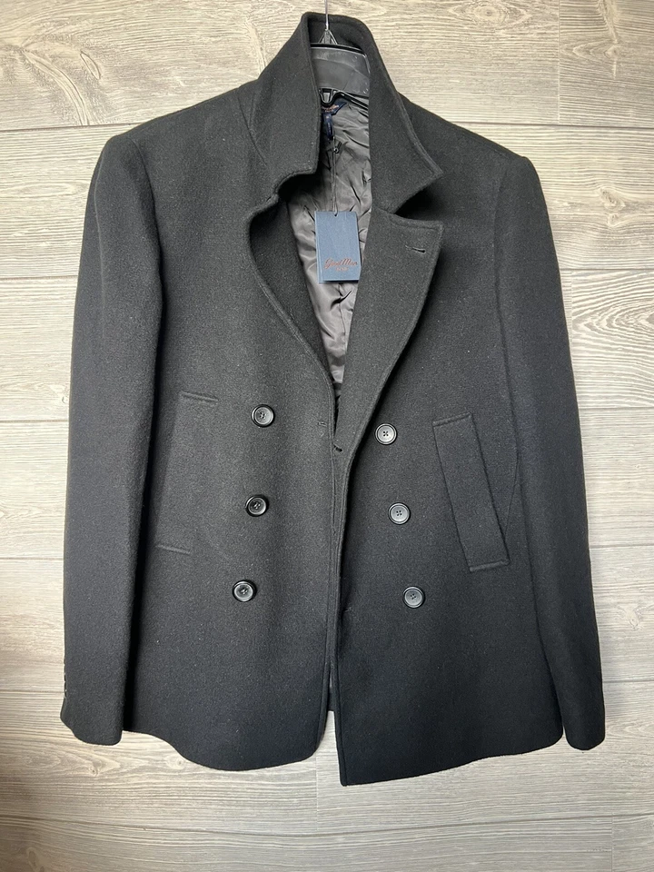 Abrigo $548 Medium Good Man Marca Negro Mezcla Lana Estado 9.9/10 Foto 2 de 4