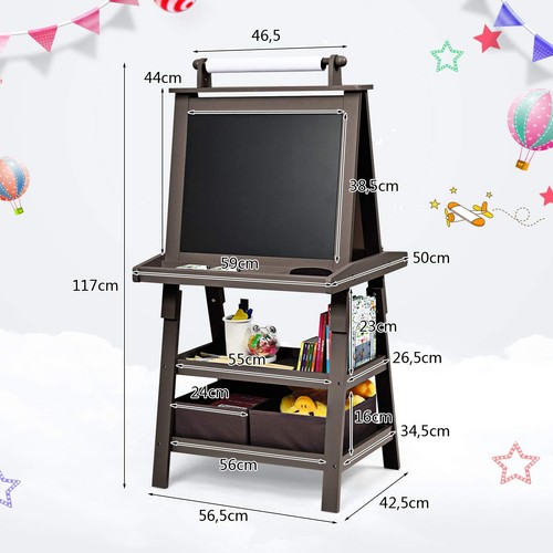 3 in 1 Kindertafel Staffelei Whiteboard&Kreidetafel&Zeichenpapier Standtafel - Zdjęcie 9 z 28