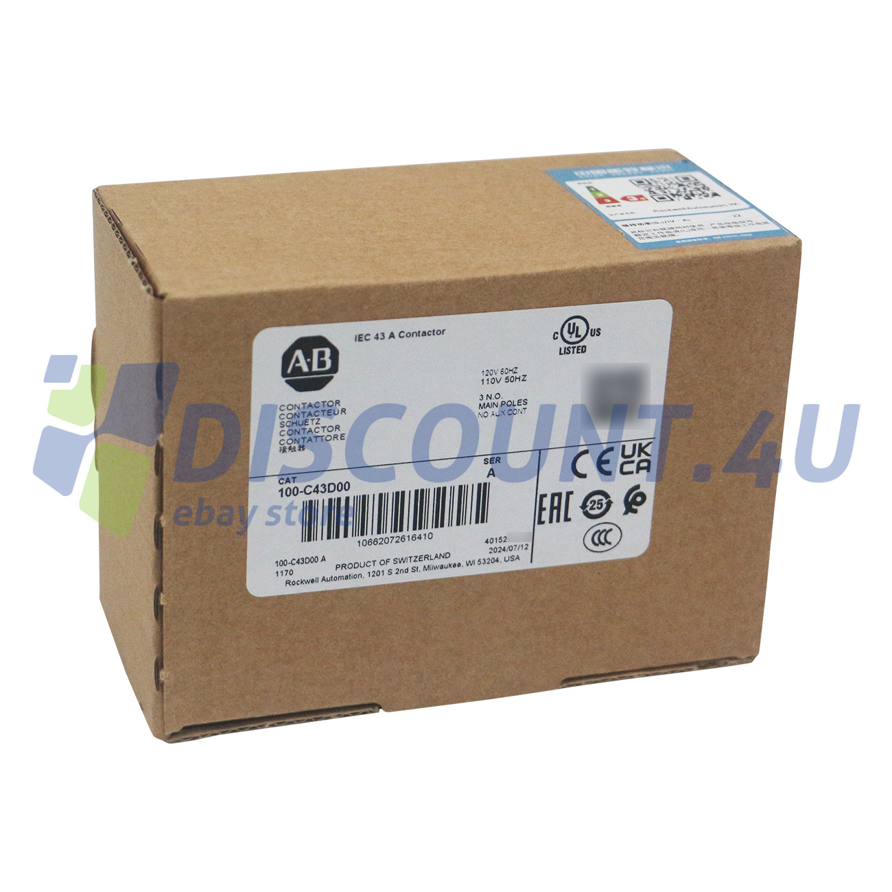 New AB 100-C43D00 Screw Terminals Configuration 100-C IEC 43 A Contactor