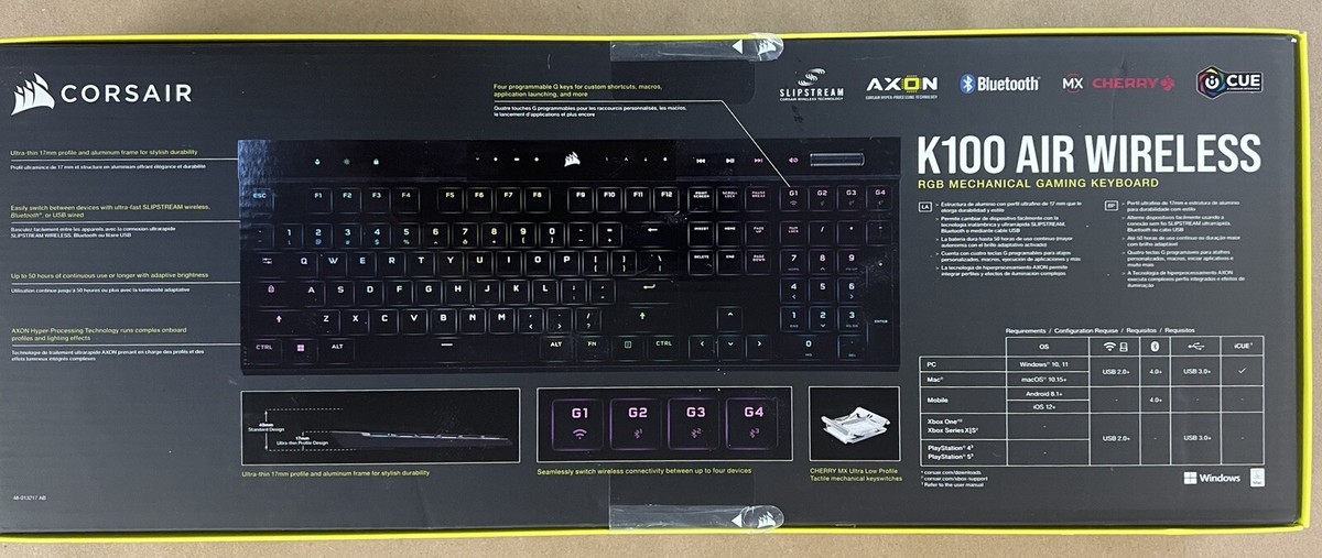 Corsair K100 Air Bluetooth Keyboard - Black (CH-913A01U-NA