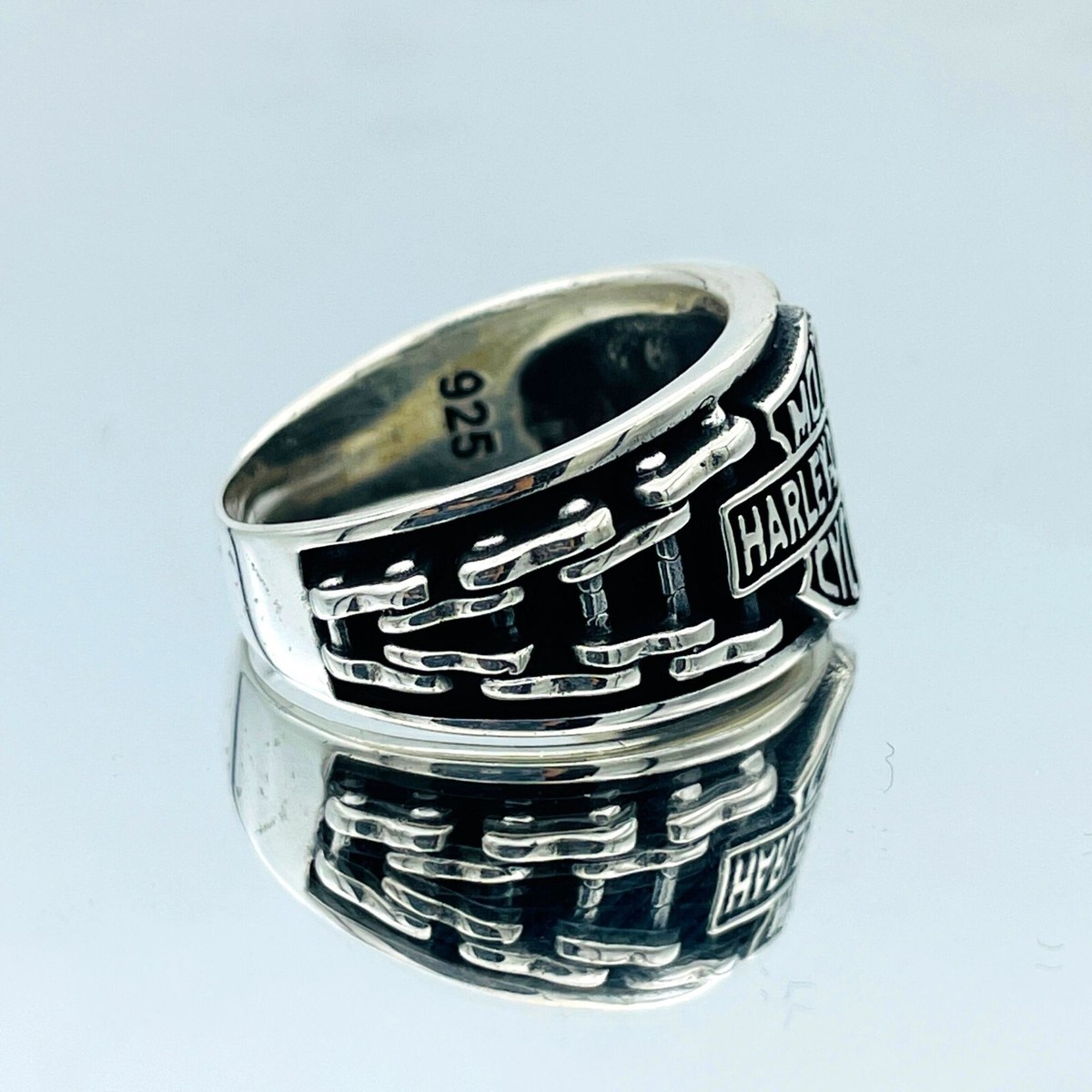 Mens Chain Model Harley Davidson 925 Sterling Silver Ring