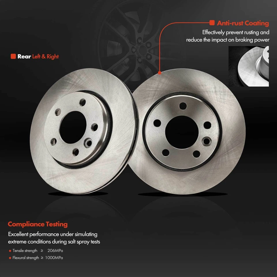 2Pcs 293.7mm Rear Disc Brake Rotors for Volkswagen Transporter 2010-2019 L4 2.0L - Image 3 of 4