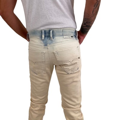 Diesel Jeans Tepphar 0852J Slim Carrot Beige Blue Wash Stretch RRP270 | eBay