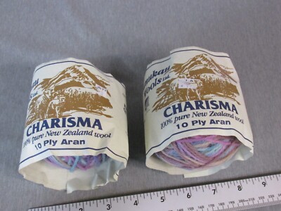 2 Manukau 100% Wool Charisma Multi-Color Purple Yarn Balls NEW