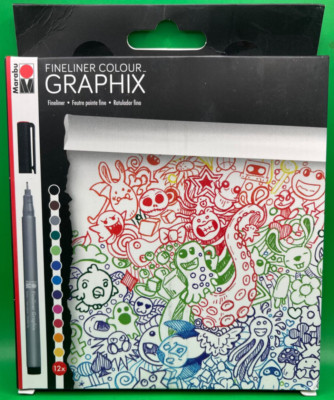 Marabu Graphix Fineliner Colour Drawing Pens-12ct