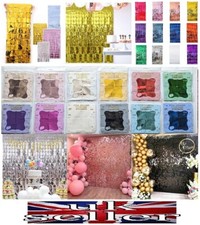 SQUARE FOIL CURTAIN Sequins Backdrop Fringe Tinsel Shimmer Door Wedding Birthday