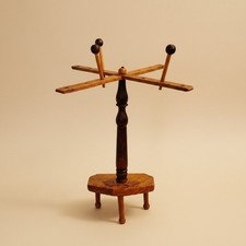 Vintage Handmade Yarn Swift Skein Winder Carved Oak Folk Art Solid Wood Unique