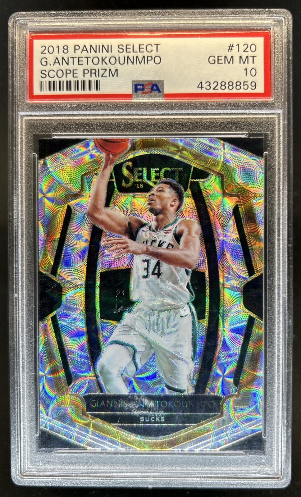 2018-19 Select Giannis Antetokounmpo Scope Prizm Premier Level #120 PSA 10