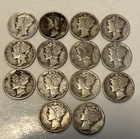 14 SilverMercury 1930’s-1940’s Dimes .90 %   Full Dates Equals 1 Oz Silver. Nice