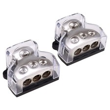 3 Way Power Distribution Block, 0/2/4 AWG Gauge in, 4/8/10 Gauge Out, Car Aud...