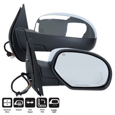 Chrome Mirror Heated Power Turn Signal Puddle Lamp For Chevy 07-14 Pickup Assem