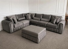Lilly Corner 6 seater Full Back Sofa Multicolor All Cushions Footstool Free Del!