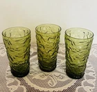 Anchor Hocking Lido Milano Crinkle Avocado Green 12 oz Tumblers Set 3