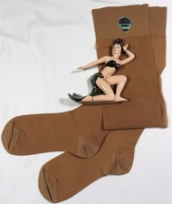 New NOS Vtg Round the Clock RHT SEAMLESS Nylon SUPPORT Hose STOCKINGS 9.5-10.5