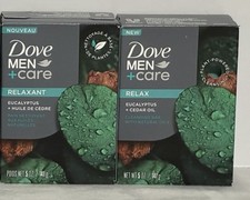 Lot of 2 Dove Men Care Relax Eucalyptus Cedar Oil Cleansing Bar 5 oz Each