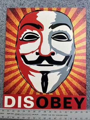 Disobey Guy Fawkes Mask Protest Art 16x20 Licensed Reprint Poster