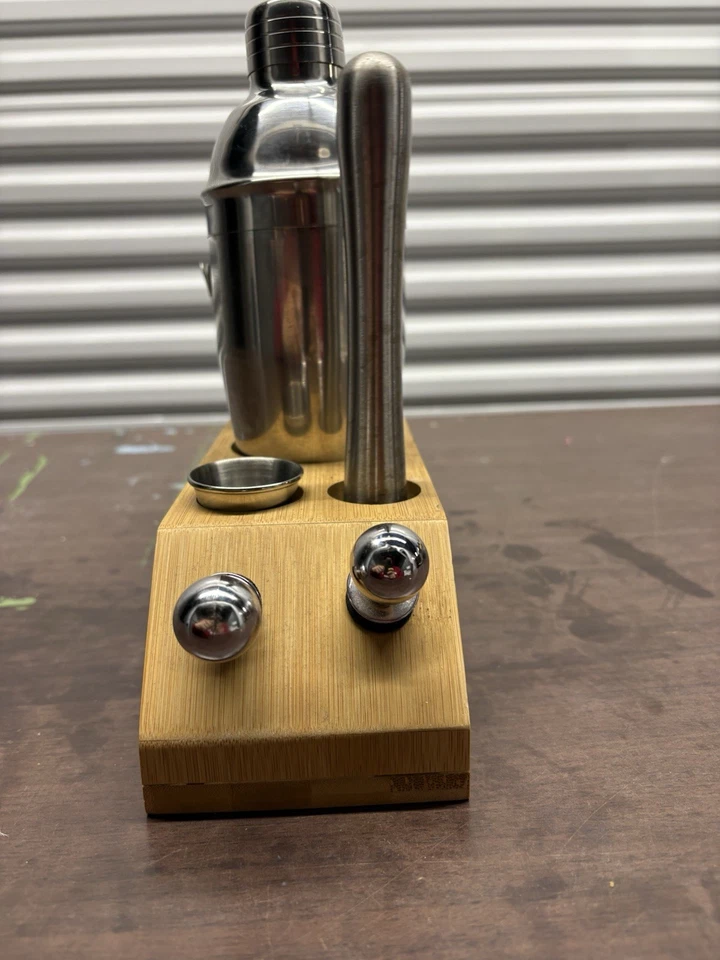 Kit de camarero de 12 piezas con coctelera de 750 ml y soporte de bambú Foto 4 de 4