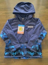 NEW Columbia Boys Mt Steens Hooded Jacket Size 3T Navy Blue Fleece Nylon Overlay