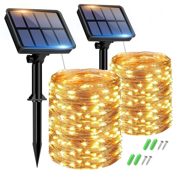Solar Lichterkette Outdoor Wetterfest LED Garten Balkon IP65 Wasserdicht 2X15M-image