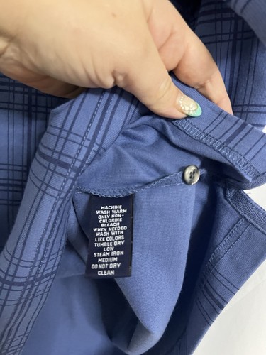 Roundtree & York Polo Shirt Mens XL Blue Check Short Sleeve THICK 100%Cotton USA - Picture 7 of 19